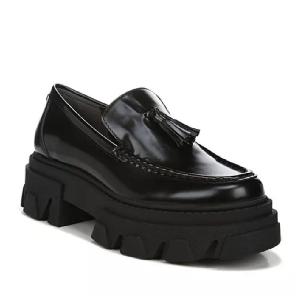 Sam Edelman Black Dandrea' Tassel Leather Platform Loafers